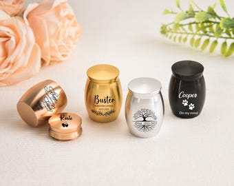 Personalized Pet Urn for Ashes, Custom Mini Memorial Keepsake, Engraved Dog Cat Urn, Pet Loss Gift, Small Cremation Jar