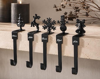 Christmas Stocking Holder, Personalized Name Fireplace Mantel Hook, Custom Metal Stocking Hanger, New Home Hostess Gift