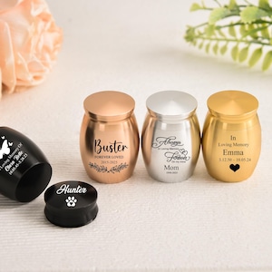 Custom Pet Memorial Urn, Engraved Mini Keepsake Jar for Dog Cat Ashes Fur, Pet Remembrance Gift, Small Cremation Urn