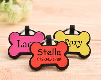 Personalized Silent Dog Tags, Engraved Silicone Dog and Cat Name Pet ID Tags