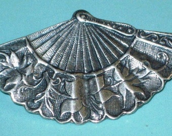 Vintage Sterling Silver 925 Floral Flower FAN 1 7/8" Pendant or Pin