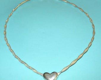 Vintage Sterling Silver ITALY Twist 3/Strand HEART Necklace