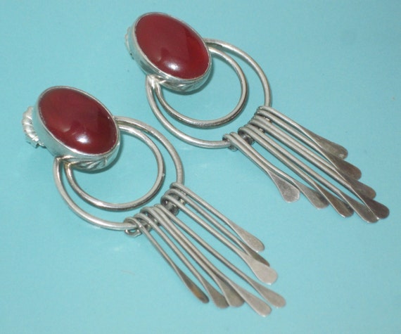 Vintage Taxco Mexico Sterling Silver CARNELIAN Fr… - image 1