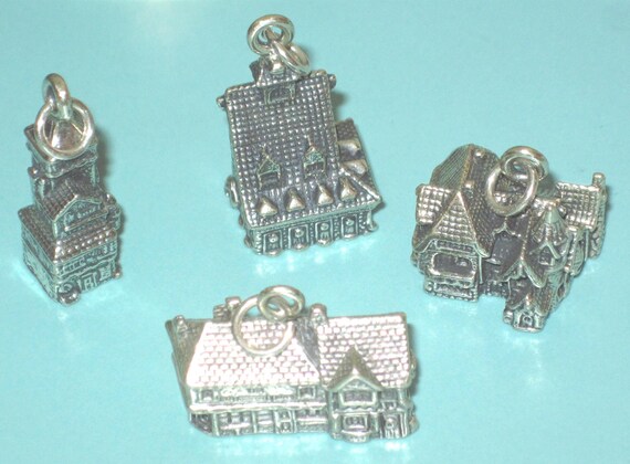 Vintage Sterling Silver DEPT 56 Dickens or North Pole Village Chunky 3D Charms