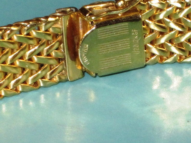 Vintage Handmade signed Rhythm 1970s 12K GF Hinged ID Bracelet