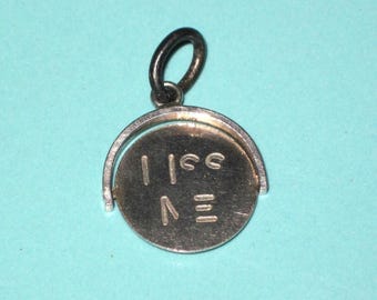 Vintage 1950s Sterling Silver FLIP Spinner "KISS ME" Charm