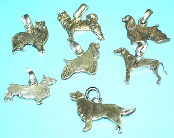 Vintage LISA GREENE Fine Arf Sterling Silver Large Dog Pendant or Charm