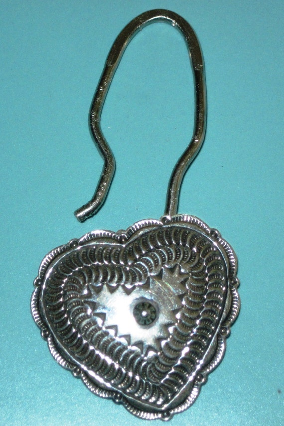 Navajo SIGNED Sterling Silver Large Concho HEART K