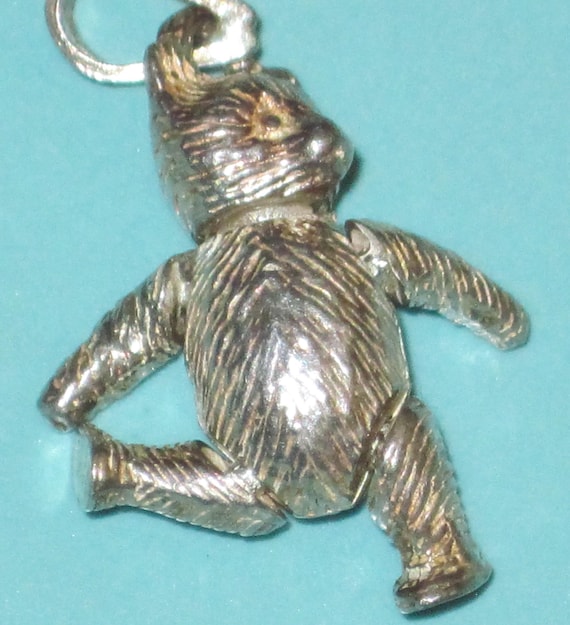 Vintage Sterling Silver MOVABLE Articulated BEAR Charm