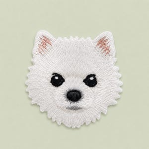 Samoyed Embroidered Iron-On Patch | White Dog Applique for Jackets, Backpacks