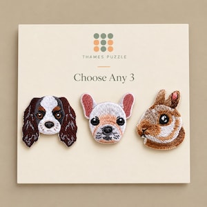 Pick 3 Animal Embroidery Patches | Mix & Match | Dog, Cat, Fox, rabbit patch Woodland Appliques Bundle Patch