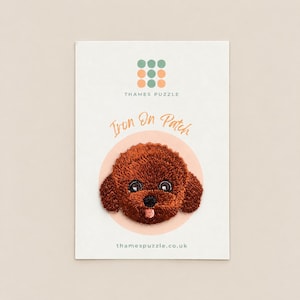 Toy Poodle Embroidered Iron-On Patch | Dog Applique | Backpack Accessory