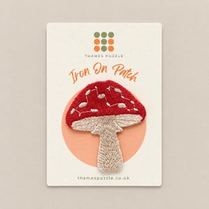 Classic Red Spotted Mushroom Embroidered Iron-On Patch