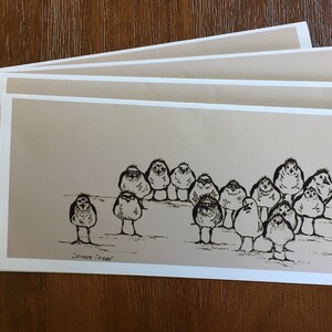 Cartes de notes pliées, cartes de notes de dessin à l’encre, ensemble de cartes de vœux amusantes, cartes d’oiseaux, cartes d’oiseaux comiques, cartes mignonnes