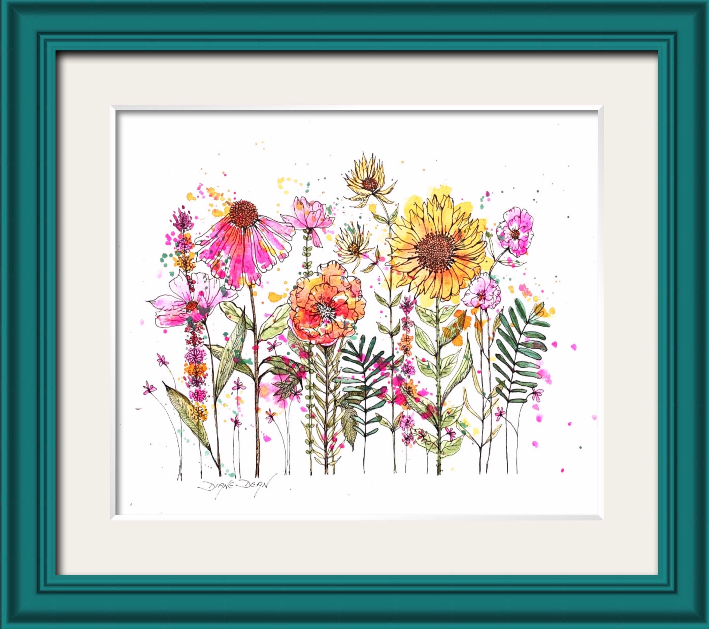 Wildflower Watercolor Art Print: Bright Floral Illustration - Etsy
