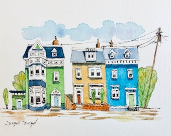 Watercolor Print of Jelly Bean Row in St. John’s, Newfoundland