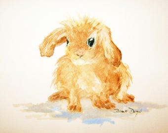 Rabbit Watercolor Art Print, Bunny Print, Fun Art for Kids or Adults, Whimsical Rabbit Painting