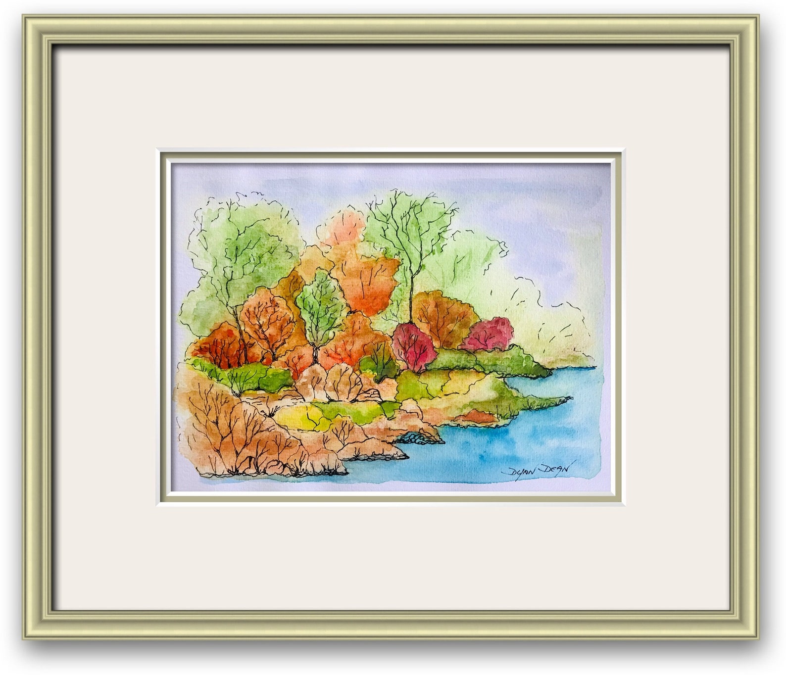 Watercolor Landscape Art Print Art Print Pen and Wash Etsy