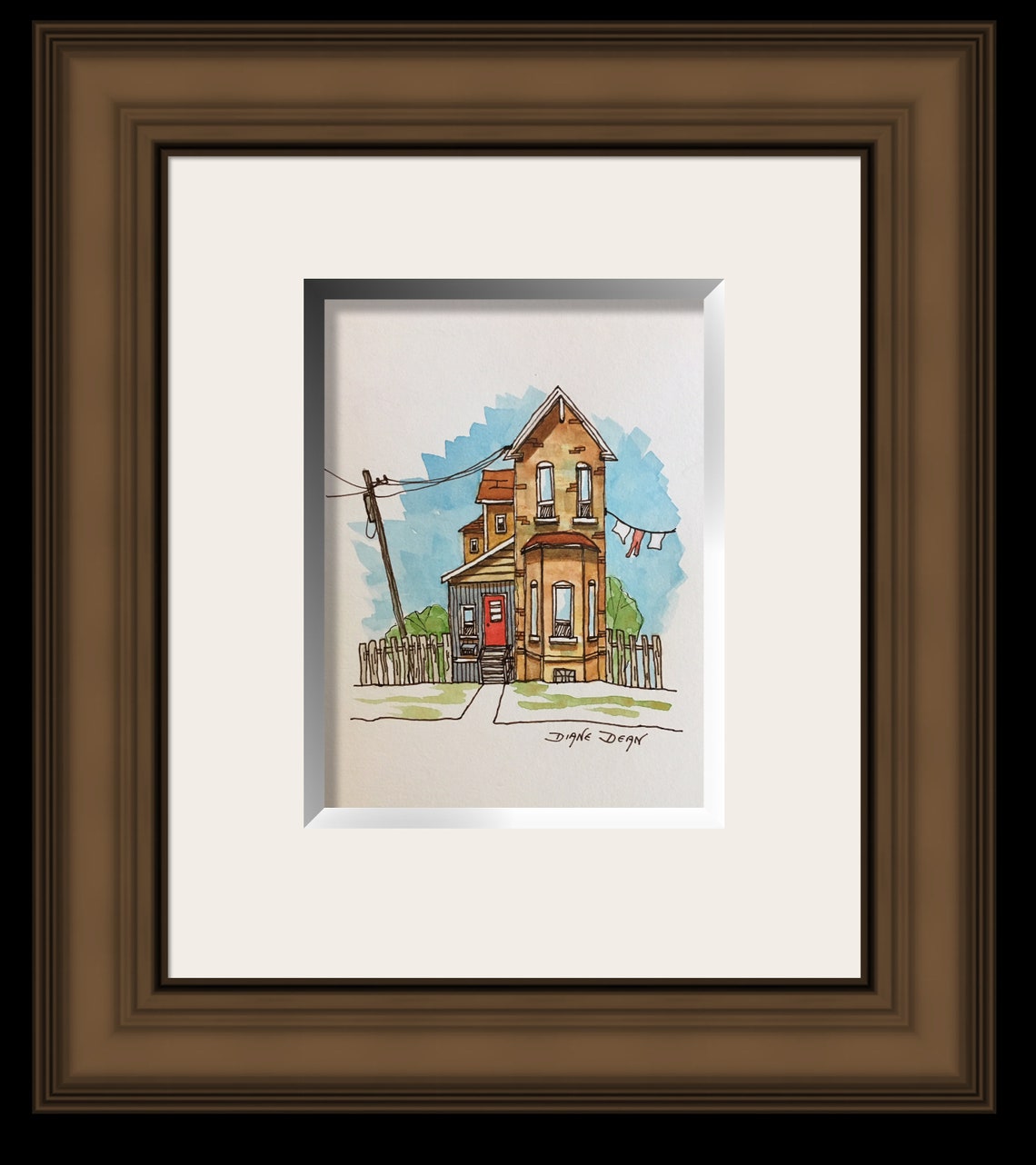 Watercolor Art Print House, Watercolor Cityscape, Urban Sketch