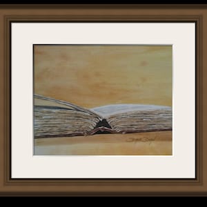Art Print of Open Vintage Book from original painting.