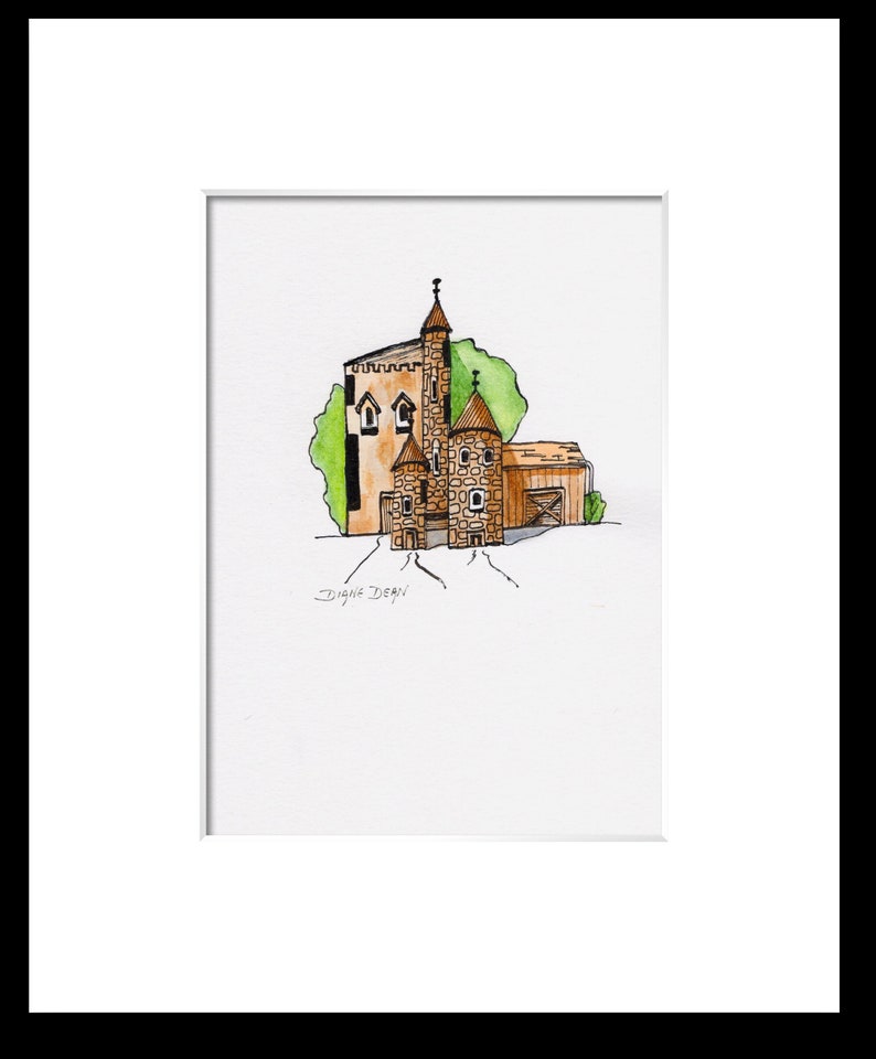 Original Watercolor Painting of Tiny Castle Watercolor Etsy