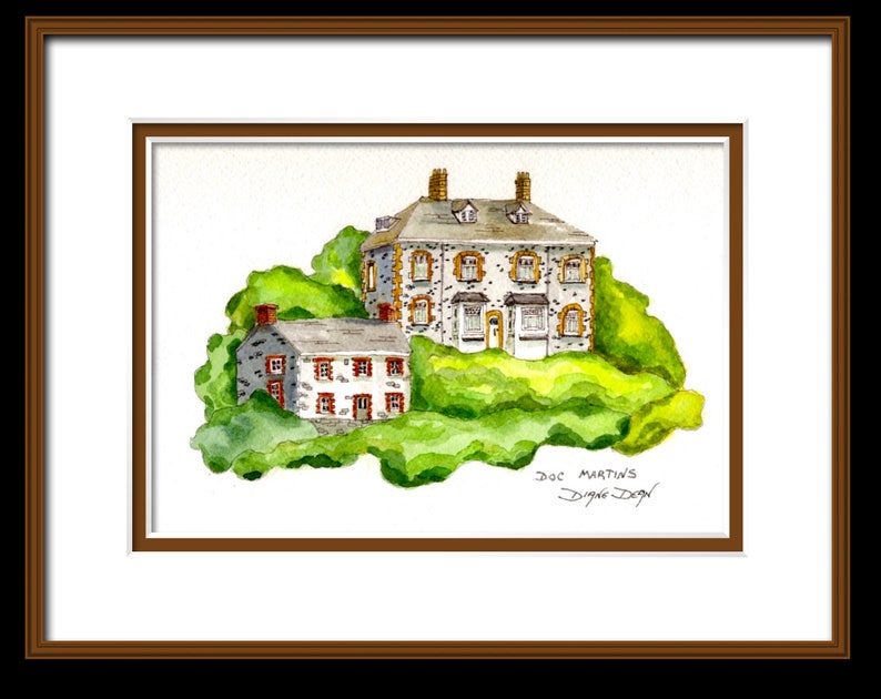 Watercolor Art Print of Doc Martins Surgery, from television series, Port Isaac, Cornwall Print, Portwenn Painting image 4