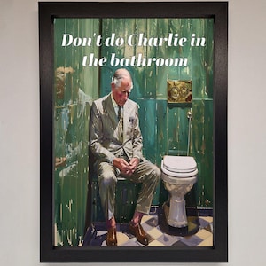 Dont Do Charlie In The Bathroom Framed Poster Decor Living Room Framed Picture Wall Art