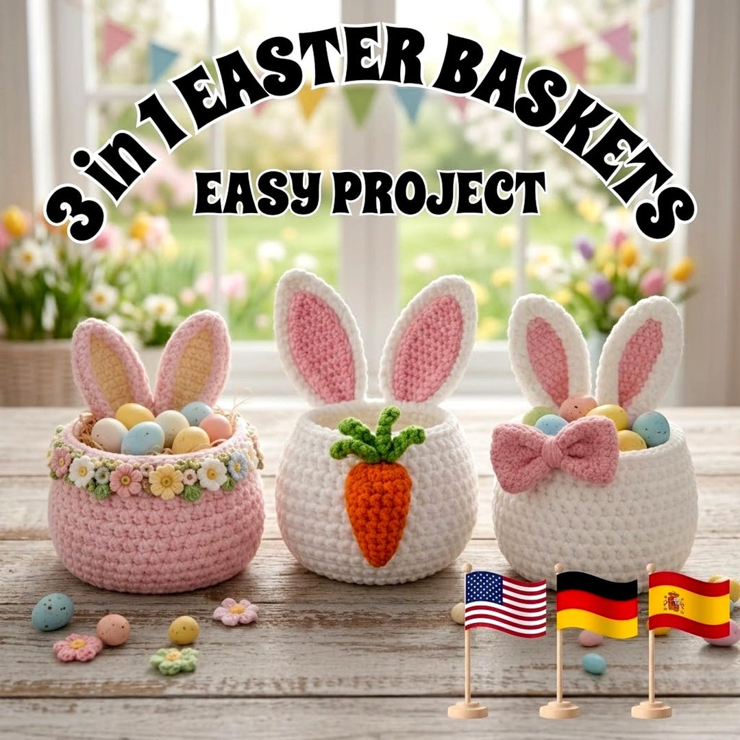 Easter Bunny Basket Crochet Pattern PDF | Amigurumi Rabbit Storage ...
