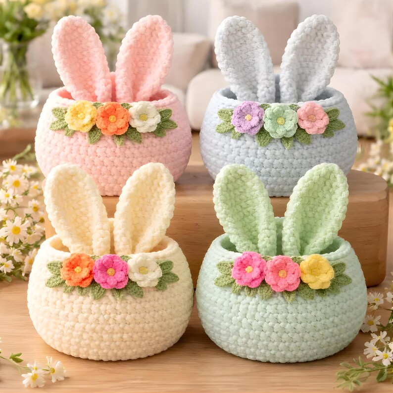 3 in 1 Bunny Basket Crochet Pattern PDF, Easter Bunny Basket Amigurumi ...