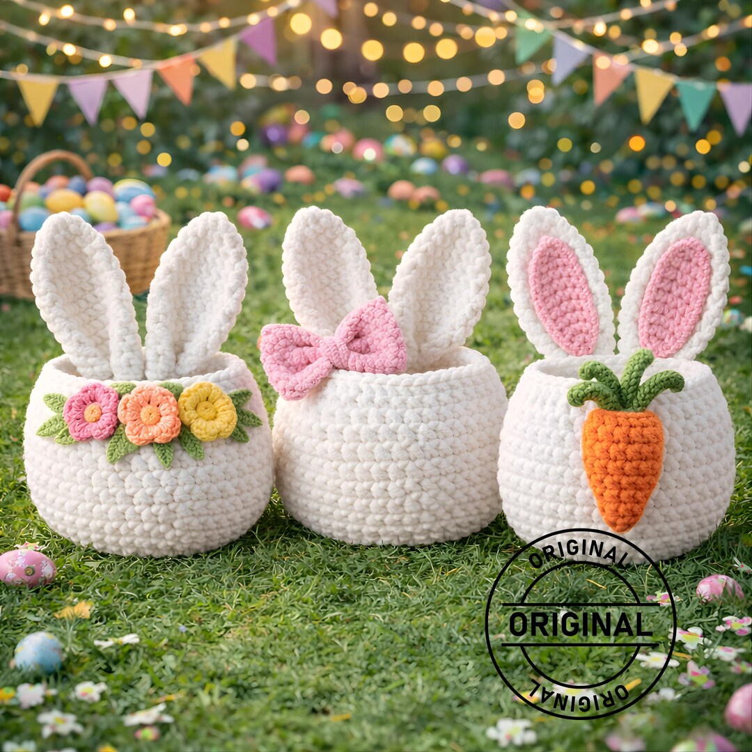 3 in 1 Bunny Basket Crochet Pattern PDF, Easter Bunny Basket Amigurumi ...