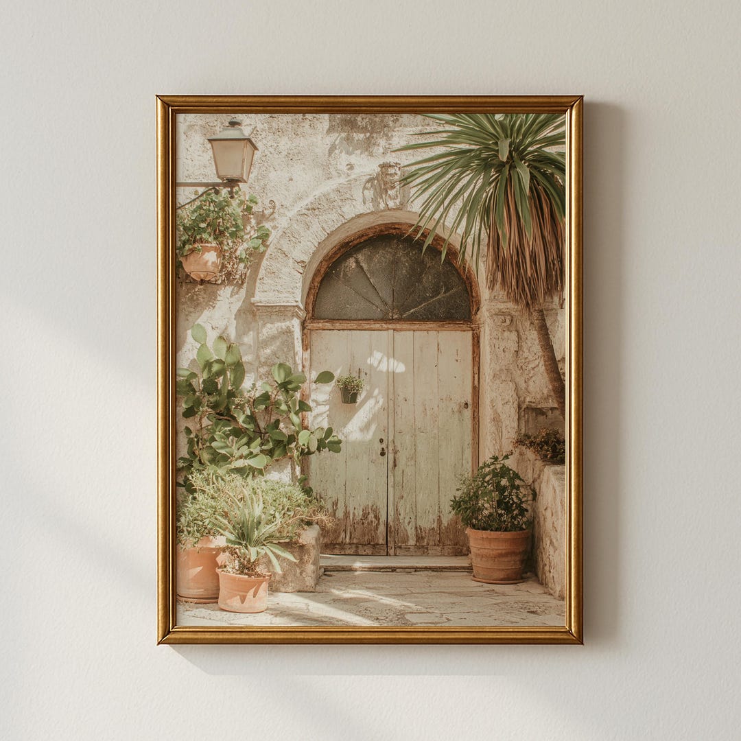 Mediterranean Rustic Door Print, Italian Courtyard Wall Art (digital ...