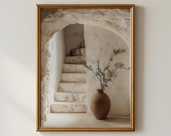 Mediterranean Stone Arch Print - Coastal Farmhouse Wall Art (Digital Download)