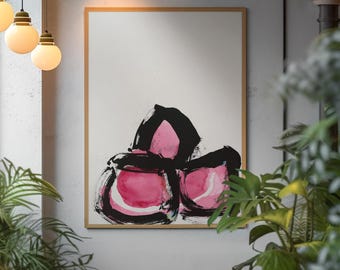 Abstract Floral Ink Wall Art Print | Pink Blossom Painting, Zen Decor, Mothers Day Gift, Botanical Wall Art, Gift for Her