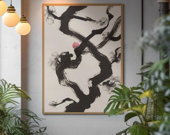 Minimalist Cherry Blossom, Zen Wall Art, Japanese Style Abstract Artwork, Spring Home Decor, Calm Neutral Wall Art (Digital Download)