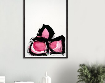 Abstract Floral Ink Print | Pink Blossom Zen Wall Art, Botanical Painting