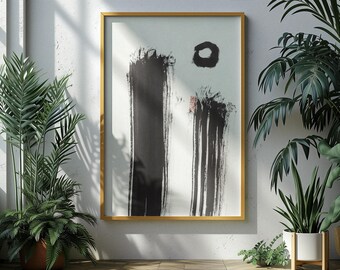 Black White Abstract Print | Minimalist Ink Painting, Zen Calm Office Decor
