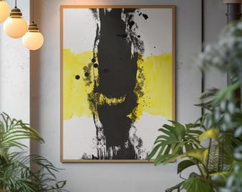 Inner Beam Abstract Ink Print – Bold Brushstroke Wall Art, Modern Home Decor
