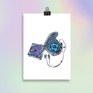 Nana Inspired Art Print | Y2K Anime Music Decor | CD Player Illustration | NAGAMU