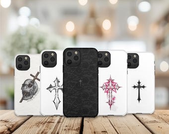 Funda minimalista con cruz gótica para iPhone 17 16e 15 14 13, Samsung S26, S25 S24, Pixel 10 9 8 7/TPU Gel
