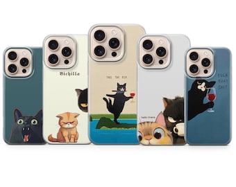 Funda para teléfono con meme de gato divertido, cubierta de gel TPU con impresión UV para iPhone y Samsung