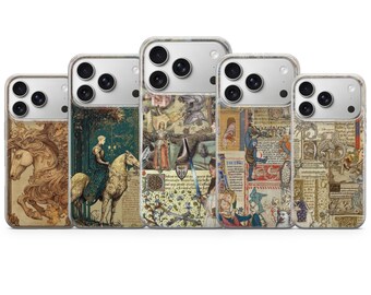 Funda de teléfono medieval con arte histórico de la Edad Media para iPhone 16, 15, 14, 13 y 12 Samsung S25Fe, S24, S23, S22, A16, A26, Pixel 9Pro, 8A y 7