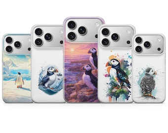 Funda para teléfono con diseño de pájaro frailecillo, estéticamente atractiva, para iPhone 17 Pro Max 16e 15 14 12 y Samsung S25 Ultra S24 FE A56 Pixel 10 XL 9a 8