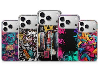 Funda para teléfono con diseño de graffiti y arte callejero para iPhone 17Pro, 16, 15, 14, 13, 12, Samsung S26, S25, S24, S23Fe, S22, A16, A26, A56, Pixel 10, 9Pro