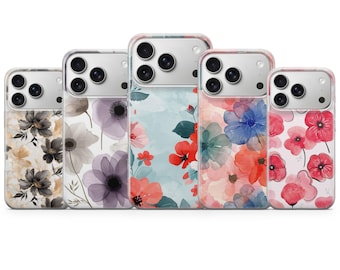 Funda para móvil con estampado floral de amapolas para iPhone 17 Pro, 16, 15, 14, 13, 12; Samsung S25, S24, S23Fe, S22, A16, A26, A56; Pixel 10, 9 Pro.
