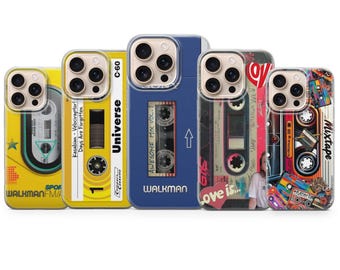 Funda para teléfono con casete retro, diseño de walkman, gel de TPU suave