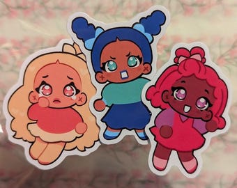 Chibi Emotion Mädchen Sticker Set | Wasserdichtes glänzendes Vinyl, Chibi