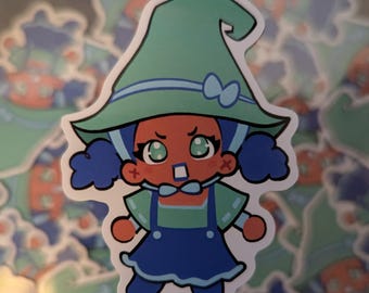 Wut Hexe Aufkleber | Wasserdichtes glänzendes Vinyl, Chibi