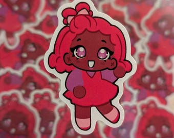 Glückliches Mädchen Aufkleber | Wasserdichtes glänzendes Vinyl, Chibi