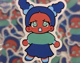 Anger Girl Aufkleber | Wasserdichtes glänzendes Vinyl, Chibi