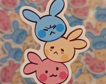 Emotion Hase Stapel | Glänzender Aufkleber, Vinyl Aufkleber